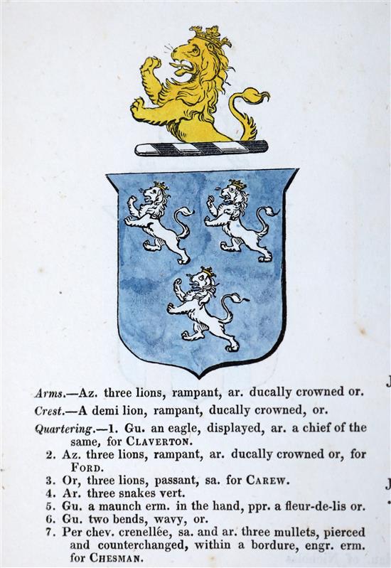 Berry, William - County Geneaologies, The County of Sussex, with hand-coloured armorials, plus extra